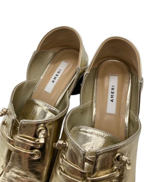Ameri（アメリ）AMERI (アメリ) 2WAY SQUARE LOAFERS ツーウェイ・スクエア・ローファーズ ゴールド サイズ:Mの古着・服飾アイテム