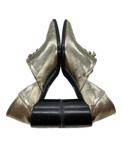 Ameri（アメリ）AMERI (アメリ) 2WAY SQUARE LOAFERS ツーウェイ・スクエア・ローファーズ ゴールド サイズ:Mの古着・服飾アイテム