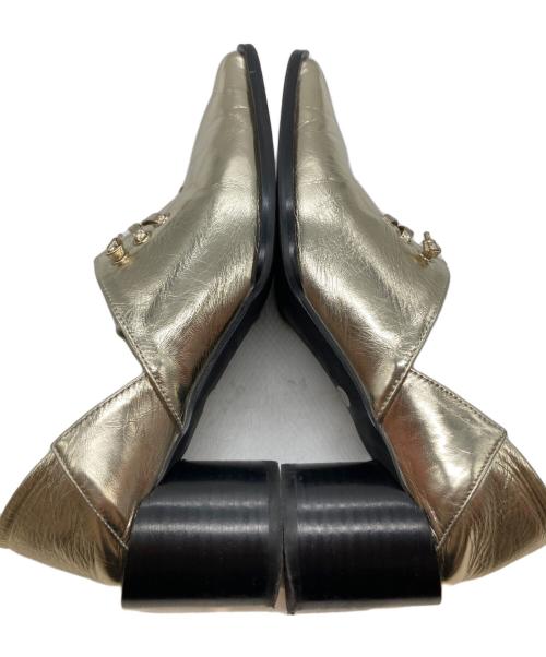 Ameri（アメリ）AMERI (アメリ) 2WAY SQUARE LOAFERS ツーウェイ・スクエア・ローファーズ ゴールド サイズ:Mの古着・服飾アイテム