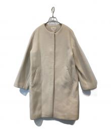 IENA（イエナ）の古着「ラムウールノーカラーロングコート 21020900542030」｜アイボリー