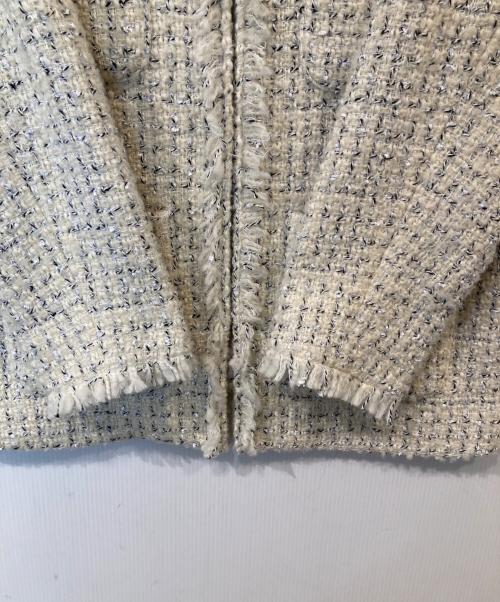 quaranciel（カランシエル）quaranciel (カランシエル) チェック ファンシー ツイード ノーカラー ジャケット ベージュ サイズ:36の古着・服飾アイテム