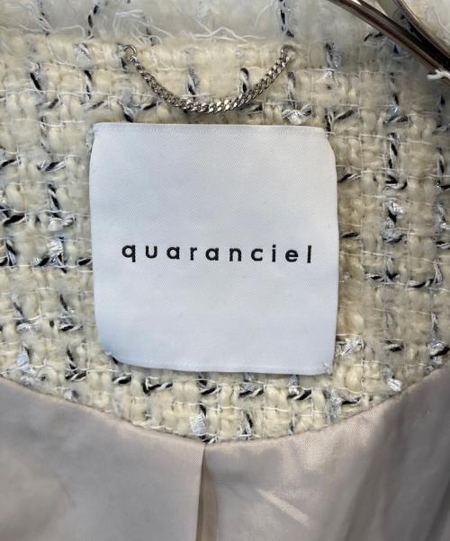 quaranciel（カランシエル）quaranciel (カランシエル) チェック ファンシー ツイード ノーカラー ジャケット ベージュ サイズ:36の古着・服飾アイテム
