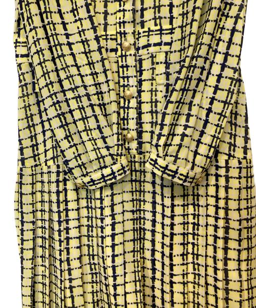 Diagram（ダイアグラム）Diagram (ダイアグラム) ツイードプリントワンピース 03224 31142-00 ネイビー×イエロー サイズ:36の古着・服飾アイテム