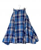 POLO BY RALPH LAURENポロ バイ ラルフローレン）の古着「リネンチェックスカート」｜ブルー