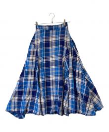 POLO BY RALPH LAUREN（ポロ バイ ラルフローレン）の古着「リネンチェックスカート」｜ブルー