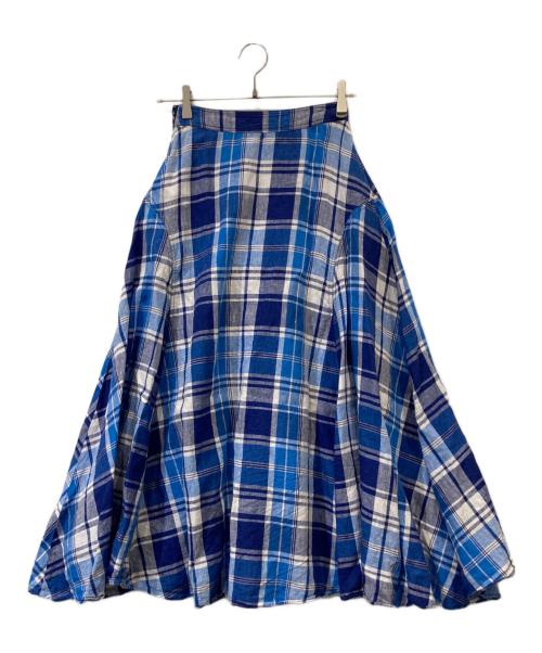 POLO BY RALPH LAUREN（ポロ バイ ラルフローレン）POLO by RALPH LAUREN (ポロ バイ ラルフローレン) リネンチェックスカート ブルー サイズ:00の古着・服飾アイテム