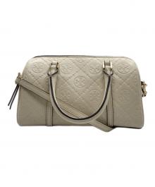 TORY BURCH（トリーバーチ）の古着「モノグラム レザー ミニ バレル バッグ　201789」｜アイボリー