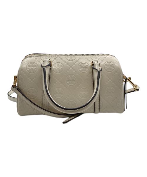 TORY BURCH（トリーバーチ）TORY BURCH (トリーバーチ) モノグラム レザー ミニ バレル バッグ　201789 アイボリーの古着・服飾アイテム