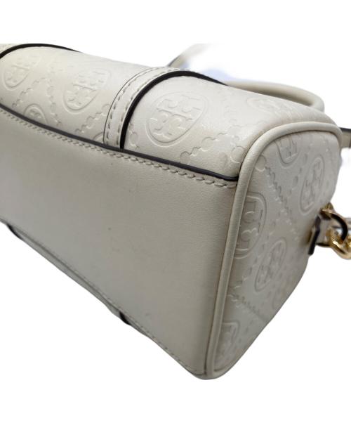 TORY BURCH（トリーバーチ）TORY BURCH (トリーバーチ) モノグラム レザー ミニ バレル バッグ　201789 アイボリーの古着・服飾アイテム