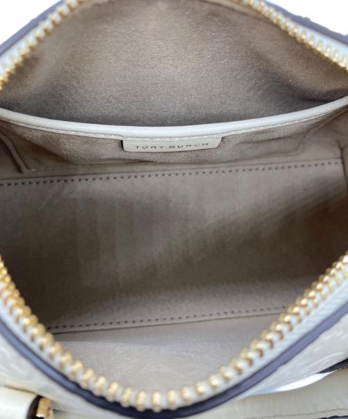 TORY BURCH（トリーバーチ）TORY BURCH (トリーバーチ) モノグラム レザー ミニ バレル バッグ　201789 アイボリーの古着・服飾アイテム