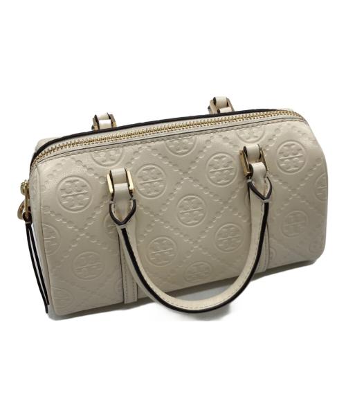 TORY BURCH（トリーバーチ）TORY BURCH (トリーバーチ) モノグラム レザー ミニ バレル バッグ　201789 アイボリーの古着・服飾アイテム