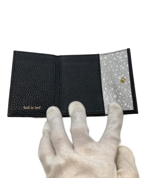bell la bell（ベルラベル）bell la bell (ベルラベル) イタリアンレザー三つ折りミニウォレット ブラックの古着・服飾アイテム
