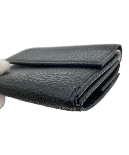 bell la bell（ベルラベル）bell la bell (ベルラベル) イタリアンレザー三つ折りミニウォレット ブラックの古着・服飾アイテム