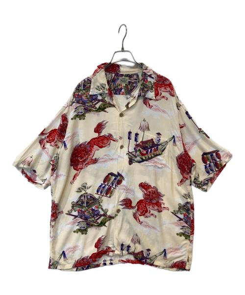 gold（ゴールド）gold (ゴールド) RAYON HAWAIIAN SHIRT “ORIENTAL FESTIVAL” レーヨン・ハワイアンシャツ “オリエンタル フェスティバル” GL39346 ベージュ サイズ:Lの古着・服飾アイテム