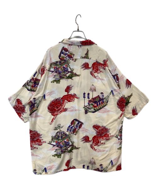gold（ゴールド）gold (ゴールド) RAYON HAWAIIAN SHIRT “ORIENTAL FESTIVAL” レーヨン・ハワイアンシャツ “オリエンタル フェスティバル” GL39346 ベージュ サイズ:Lの古着・服飾アイテム