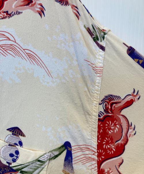 gold（ゴールド）gold (ゴールド) RAYON HAWAIIAN SHIRT “ORIENTAL FESTIVAL” レーヨン・ハワイアンシャツ “オリエンタル フェスティバル” GL39346 ベージュ サイズ:Lの古着・服飾アイテム