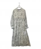 NATURAL BEAUTY BASICナチュラルビューティーベーシック）の古着「フラワーシフォンワンピース 017-6140251」｜ホワイト