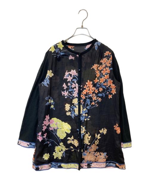 LEONARD FASHION（レオナールファッション）LEONARD FASHION (レオナールファッション) リネン切替ニットカーディガン　0397713 マルチカラー サイズ:40の古着・服飾アイテム