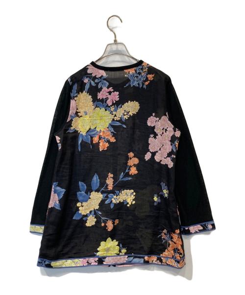 LEONARD FASHION（レオナールファッション）LEONARD FASHION (レオナールファッション) リネン切替ニットカーディガン　0397713 マルチカラー サイズ:40の古着・服飾アイテム