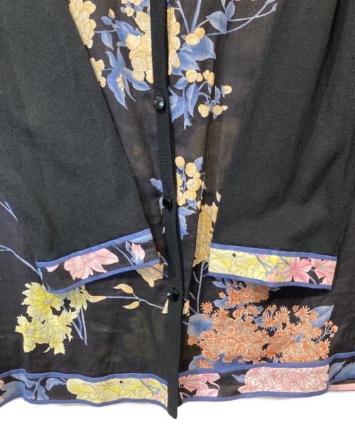 LEONARD FASHION（レオナールファッション）LEONARD FASHION (レオナールファッション) リネン切替ニットカーディガン　0397713 マルチカラー サイズ:40の古着・服飾アイテム