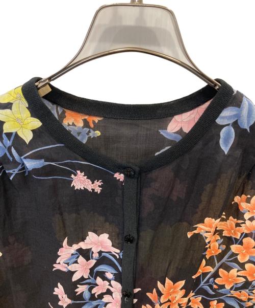 LEONARD FASHION（レオナールファッション）LEONARD FASHION (レオナールファッション) リネン切替ニットカーディガン　0397713 マルチカラー サイズ:40の古着・服飾アイテム