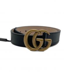 GUCCI（グッチ）の古着「GGマーモントダブルG レザーベルト 432707」｜ブラック
