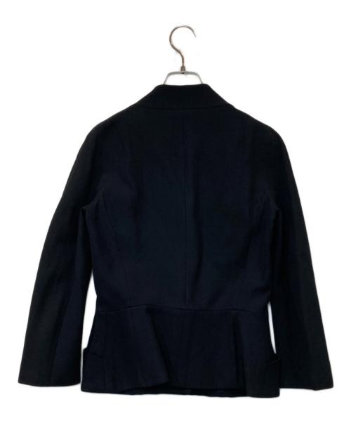 Christian Dior（クリスチャン ディオール）Christian Dior (クリスチャン ディオール) シルクウール ノーカラー 裾プリーツギャザージャケット 2C21230C1725 ブラック サイズ:40の古着・服飾アイテム