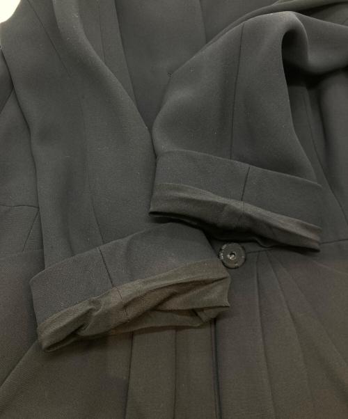 Christian Dior（クリスチャン ディオール）Christian Dior (クリスチャン ディオール) シルクウール ノーカラー 裾プリーツギャザージャケット 2C21230C1725 ブラック サイズ:40の古着・服飾アイテム