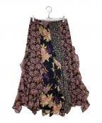 LAUREN RALPH LAURENローレンラルフローレン）の古着「ミックスドフローラル ラッフルトリム ジョーゼット スカート　200919650001」｜マルチカラー