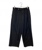 Graphpaperグラフペーパー）の古着「Scale Off Wool Wide Chef Pants（）スケールオフ ウール ワイド シェフパンツ　GM243-40173B」｜ブラック