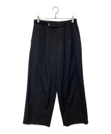Graphpaper（グラフペーパー）の古着「Scale Off Wool Wide Chef Pants（）スケールオフ ウール ワイド シェフパンツ　GM243-40173B」｜ブラック