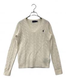 POLO RALPH LAUREN（ポロ・ラルフローレン）の古着「カシミヤ混ケーブルニット」｜ホワイト