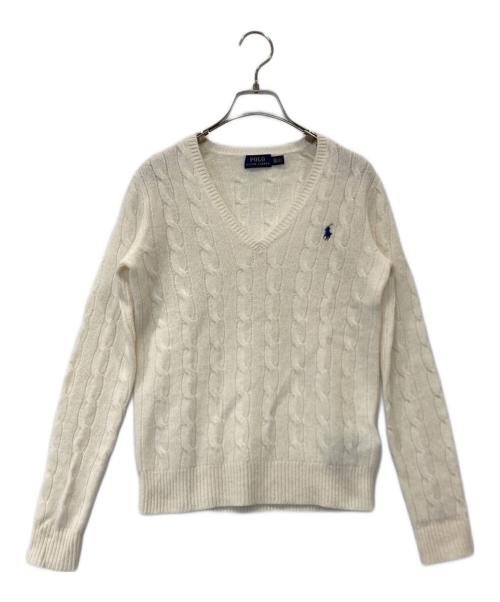 POLO RALPH LAUREN（ポロ・ラルフローレン）POLO RALPH LAUREN (ポロ・ラルフローレン) カシミヤ混ケーブルニット ホワイト サイズ:XSの古着・服飾アイテム