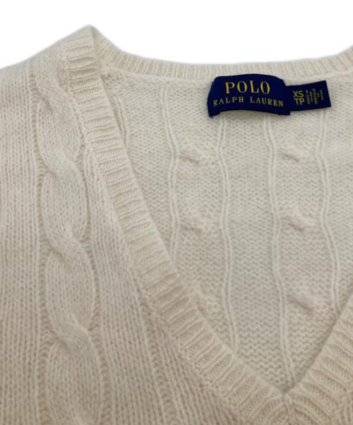 POLO RALPH LAUREN（ポロ・ラルフローレン）POLO RALPH LAUREN (ポロ・ラルフローレン) カシミヤ混ケーブルニット ホワイト サイズ:XSの古着・服飾アイテム