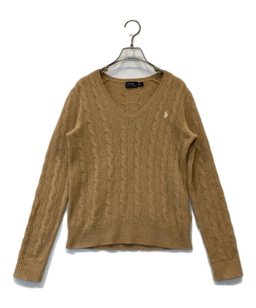 POLO RALPH LAUREN（ポロ・ラルフローレン）POLO RALPH LAUREN (ポロ・ラルフローレン) カシミヤ混ケーブルニット ブラウン サイズ:XSの古着・服飾アイテム