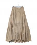 CLANEクラネ）の古着「CURVE LINE TIERED SKIRT（カーブラインティアードスカート）13109-6002」｜ベージュ