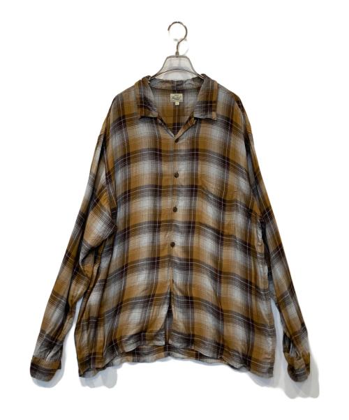 gold（ゴールド）gold (ゴールド) RAYON CHECK L/S OPEN SHIRTレーヨンチェックロングスリーブオープンシャツ GL29435 ブラウン サイズ:Lの古着・服飾アイテム
