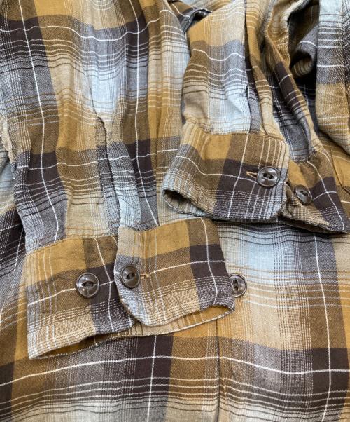 gold（ゴールド）gold (ゴールド) RAYON CHECK L/S OPEN SHIRTレーヨンチェックロングスリーブオープンシャツ GL29435 ブラウン サイズ:Lの古着・服飾アイテム