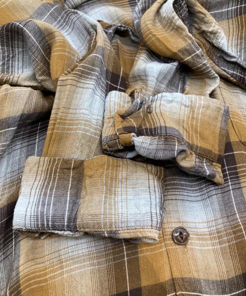 gold（ゴールド）gold (ゴールド) RAYON CHECK L/S OPEN SHIRTレーヨンチェックロングスリーブオープンシャツ GL29435 ブラウン サイズ:Lの古着・服飾アイテム