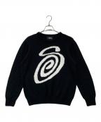 stussyステューシー）の古着「Curly S Sweater カーリー エス セーター  115718」｜ブラック