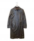 LOLO PIANAロロピアーナ）の古着「裏地シルクステンカラーレザーコート」｜ブラウン