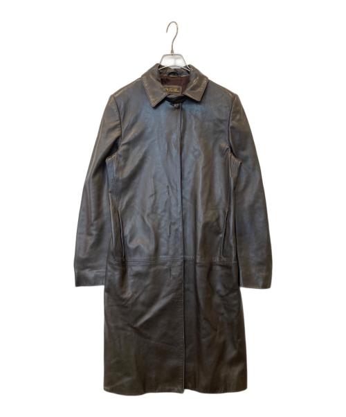 LOLO PIANA（ロロピアーナ）LOLO PIANA (ロロピアーナ) 裏地シルクステンカラーレザーコート ブラウン サイズ:42の古着・服飾アイテム