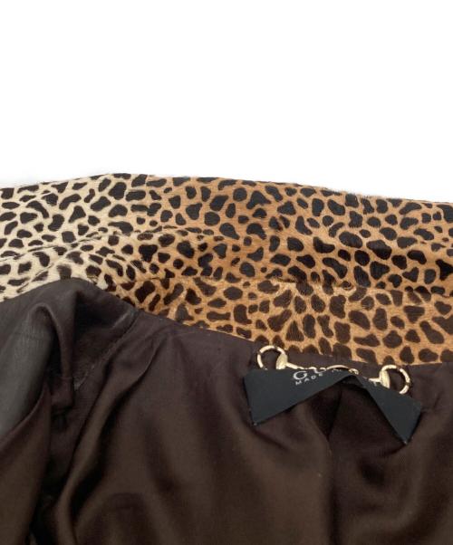 GUCCI（グッチ）GUCCI (グッチ) レオパード柄ハラコ レザーコート 250034 XM863 ブラウン サイズ:40の古着・服飾アイテム