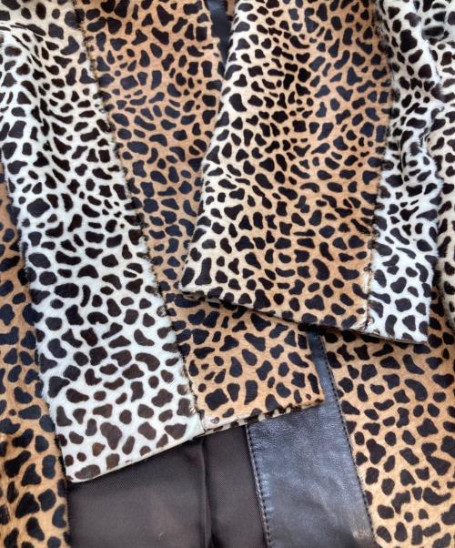 GUCCI（グッチ）GUCCI (グッチ) レオパード柄ハラコ レザーコート 250034 XM863 ブラウン サイズ:40の古着・服飾アイテム