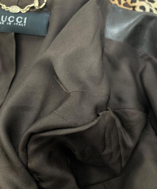GUCCI（グッチ）GUCCI (グッチ) レオパード柄ハラコ レザーコート 250034 XM863 ブラウン サイズ:40の古着・服飾アイテム