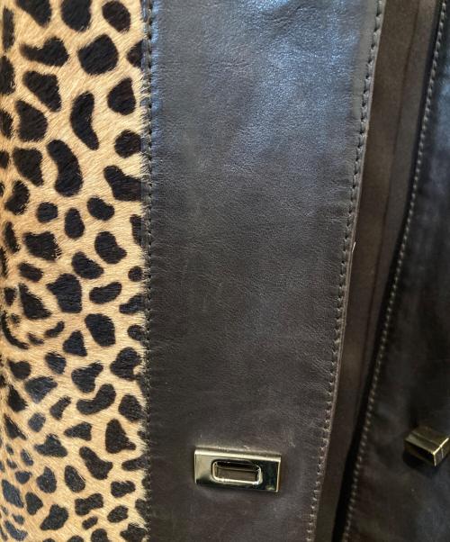 GUCCI（グッチ）GUCCI (グッチ) レオパード柄ハラコ レザーコート 250034 XM863 ブラウン サイズ:40の古着・服飾アイテム