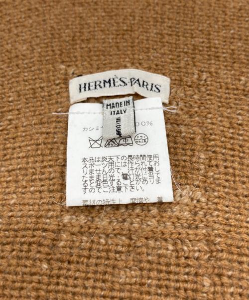HERMES（エルメス）HERMES (エルメス) マルジェラ期 Hロゴ カシミヤマフラー ブラウンの古着・服飾アイテム