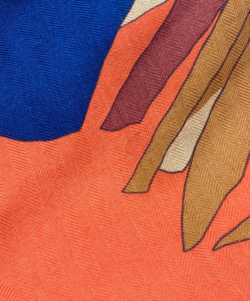 HERMES（エルメス）HERMES (エルメス) カレ140 カシミヤシルクスカーフ 砂漠の革飾りの古着・服飾アイテム