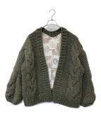 Sea Room lynnシールームリン）の古着「Hand made ランダムCABLEニットジャケット　003111018」｜カーキ