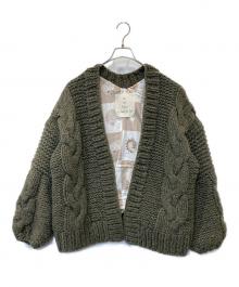 Sea Room lynn（シールームリン）の古着「Hand made ランダムCABLEニットジャケット　003111018」｜カーキ